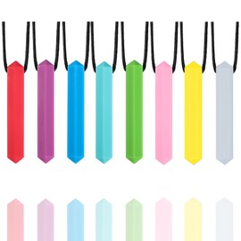 FITULABO Chewy Necklace for Sensory Kids, 8 Pcs Teething Toys for Baby, Sensory Chew Toys for Autistic Children, ADHD Toddler, Adult (Diamond Shape)