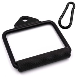 C.P. Sports One-Handle Grip Black with Carabiner Hook 8 mm Solid Steel for Pull Exercises at Power Station / Cable Pull Tower for Bodybuilding, Weight Sports, Fitness