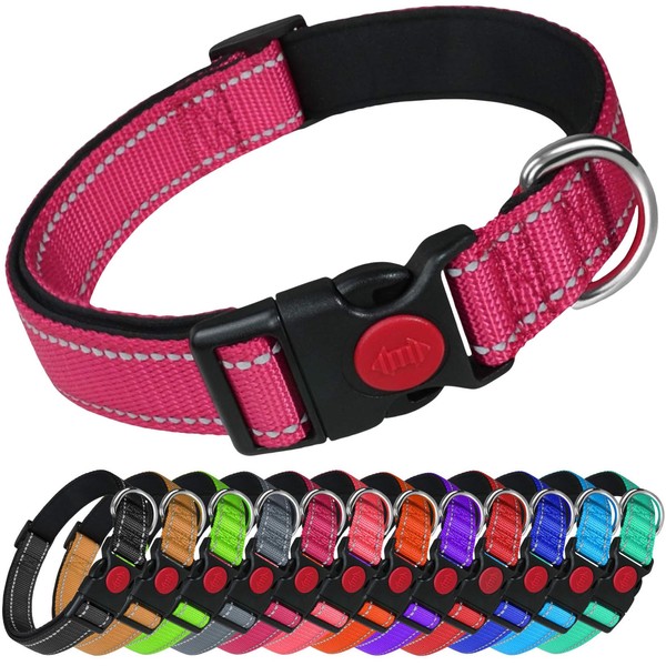 LARRYROO Reflective Dog Nylon Collar | Slide Lock Safety Buckle