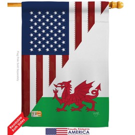 US Friendship Wales House Flag Set Regional USA American Alliance World Country Particular Area Small Decorative Gift Yard Banner Double-Sided Made in 28 X 40