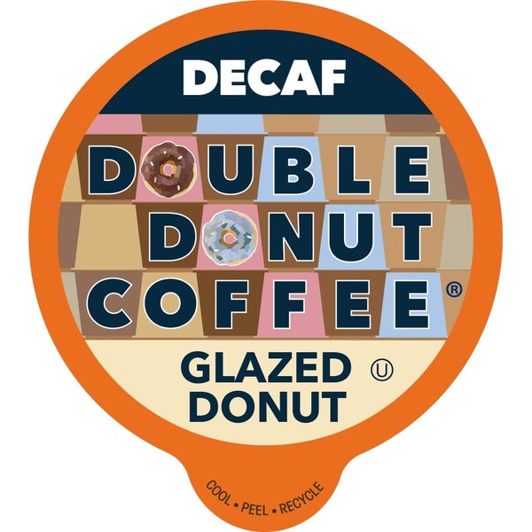 Double Donut Medium Roast Decaf Coffee Pods, Glazed Donut Flavored, for Keurig K-Cup Machines, 24 Single-Serve Capsules per Box