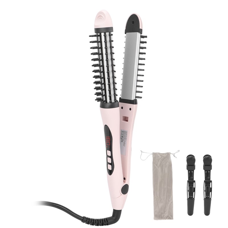 2‑in‑1 Hair Straightener Flat Iron Hot Round Brush Hair Straightening