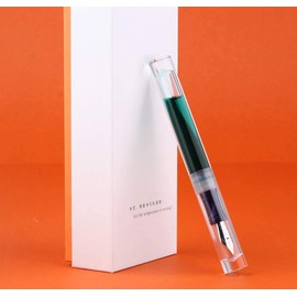 Lanxivi Majohn C1 Pluma estilográfica, punta fina, resina acrílica transparente, minipluma, cuentagotas, cartuchos y convertidor de relleno