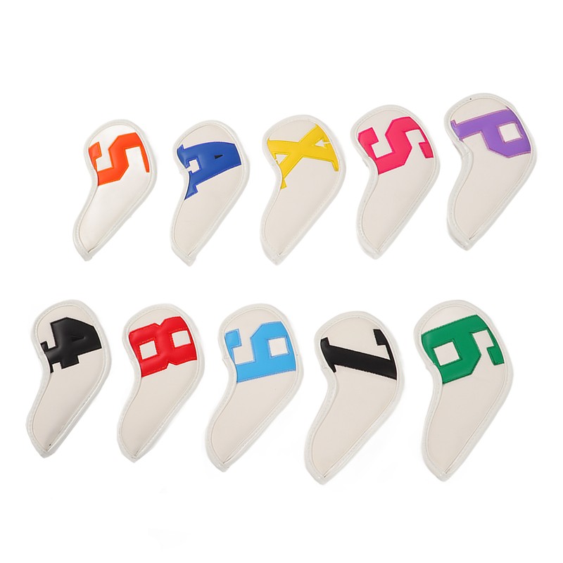 10pcs set PU Waterproof Golf Club Iron Cover Fine Sewing
