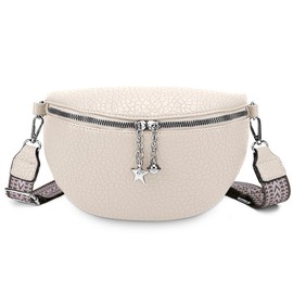 HIMS Crossbody Bag Damen Breiter Gurt, Umhängetasche Damen Klein, Bauchtasche Damen Leder Geldbörse, Damenhandtasche mit abnehmbarem Schulterriemen