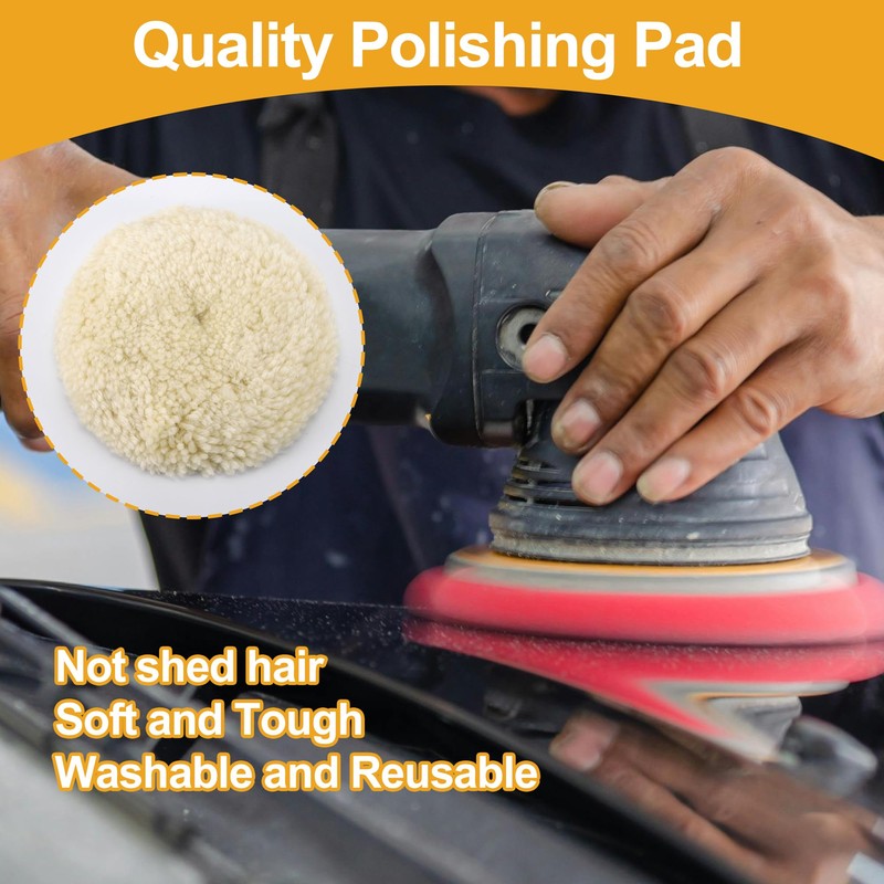 Partuto 1pc 5" 125mm Universal Wool Polishing Buffing Pad -