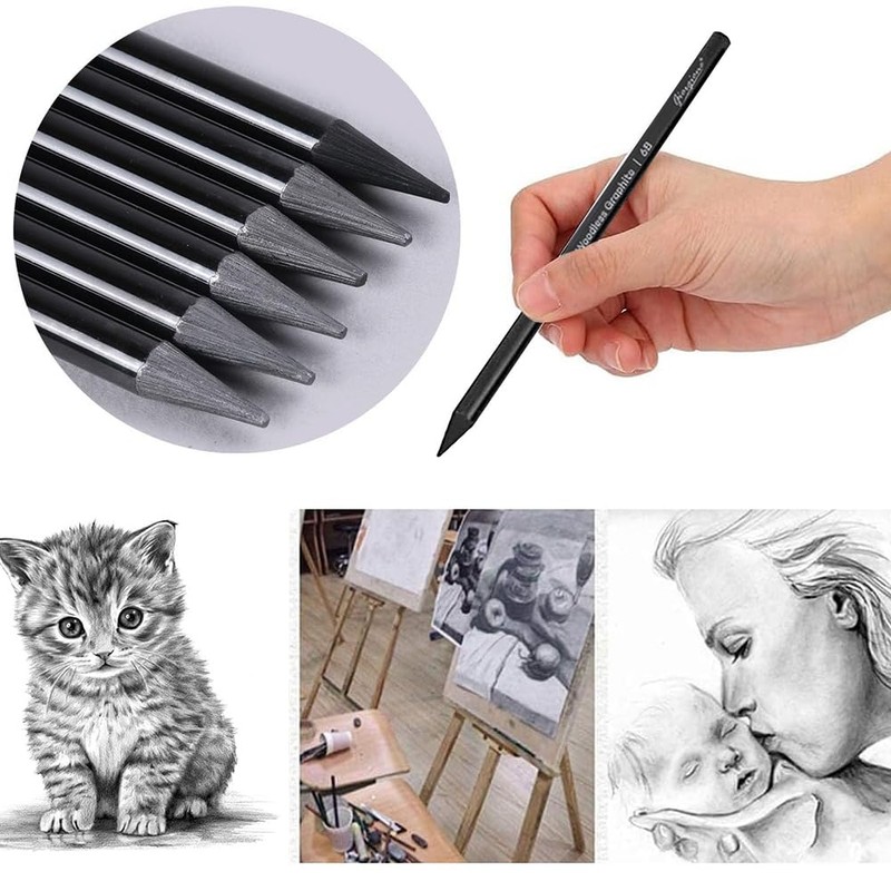 Yeenao Charcoal Pencils Set,6 Pieces Charcoal Pencils and Sticks Set