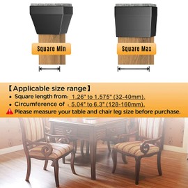 24 PCS Square Chair Leg Floor Protectors, Silicone Furniture Pads for Hardwood Floors,for Protect Chair Feet & Wooden Floors,Free Moving Table Leg Covers. 1.5”.Black