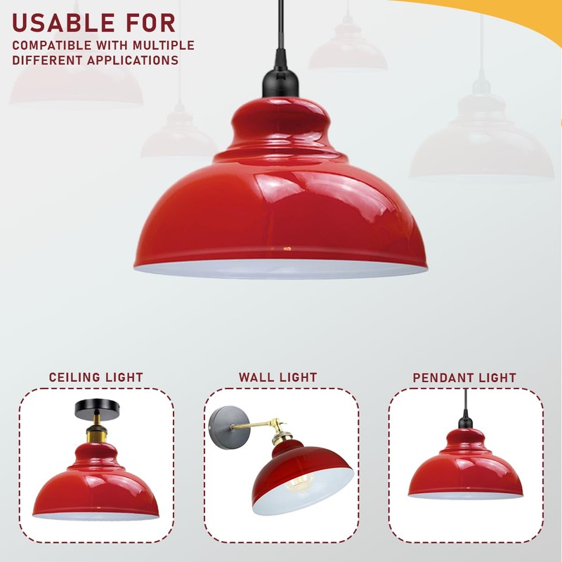 LEDSone Industrial Ceiling Pendant Light Shades, Retro Vintage Style Curvy