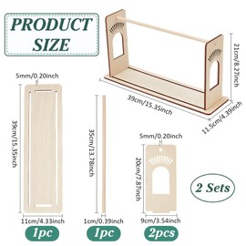 PH PandaHall Pack of 2 Sticker Label Roll Holder, Adjustable Wooden Label Dispenser Label Organizer Stand Desktop Sticker Tape Holder Ribbon Holder for Home Office School Library, 15x4.5x8inch