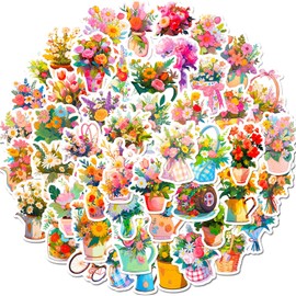 Hold Flowers Stickers 50 Pack Laptop Stickers,Vinyl Waterproof Stickers for Water Bottles Skateboard Scrapbook Bike Computer,Phone,-Graffiti Stickers Pack for Teens Girls Kids Adults(Flowers)