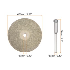 sourcing map 10pcs Diamond Cutting Wheel 35mm Full Sand Diamond Wheels Cut Off Discs Diamond Coated Cutting Wheel Replacement with 2pcs 3mm Mandrel for Rotary Tools