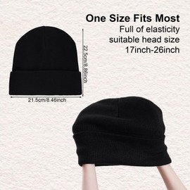YKYUASD 2 Pack Beanie Hats for Women Men Fleece Lined Warm Winter Skull Hats (US, Alpha, One Size, Black+Black)