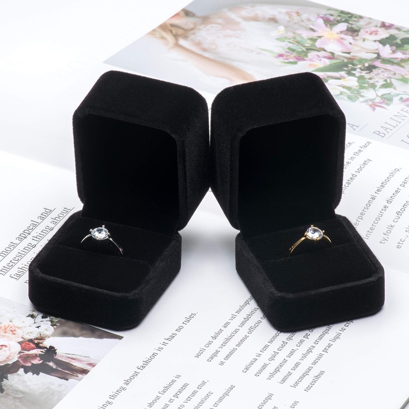 POKOFO Classic Velvet Engagement Ring Box Earring Jewelry Case Gift