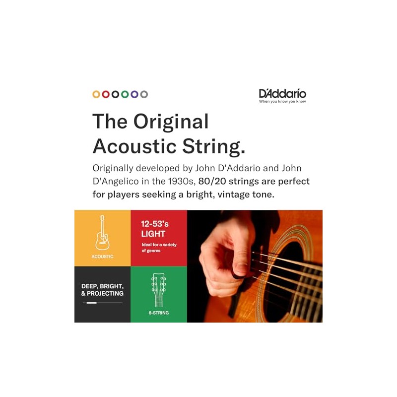 D'Addario | 80/20 Bronze | Cuerdas para Guitarra Acústica |