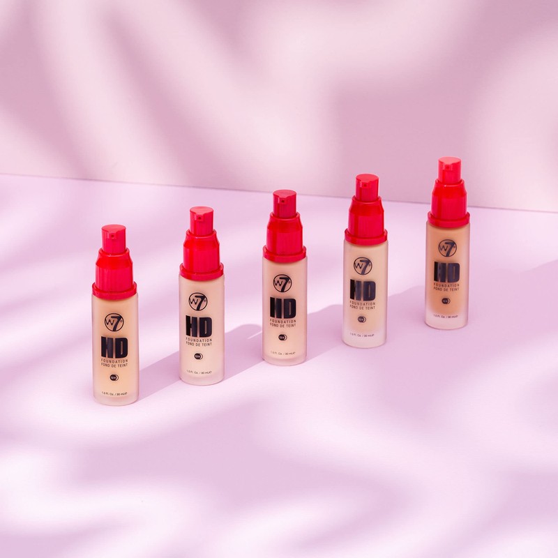 W7 HD Foundation - Oil-Free Liquid Foundation for Poreless, Matte