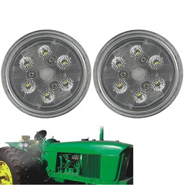AGP.1978 2PCS Par36 LED Tractor Light Round Flood Lamp 5000K LED Work Light 12V Sealed Beam Compatible with John Deere Tractor 4430 3010… (Trapezoid Beam)