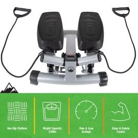 Stair Stepper - Portable Stair Climber Exercise Machine with LCD Monitor and Resistance Bands - Home Gym Workout Equipment by Wakeman