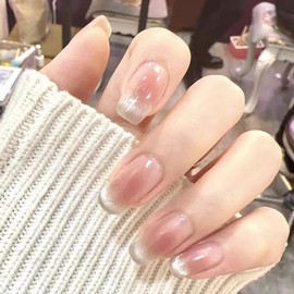 ALLEVG Nail Tips, 30 Sheets, Magnetic Type, Long, Pink Gradient, 3D, Spring and Summer, Popular, Japanese Style, Cute, Simple, Stylish, Coming-of-Age Ceremonies, School Entrance Ceremonies, Graduation