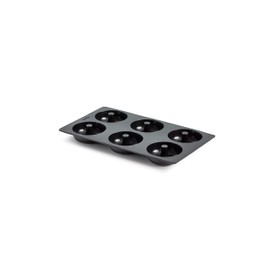 Lékué Doughnut 0620406N01 Backform, Silikon, 6 Mulden, Schwarz