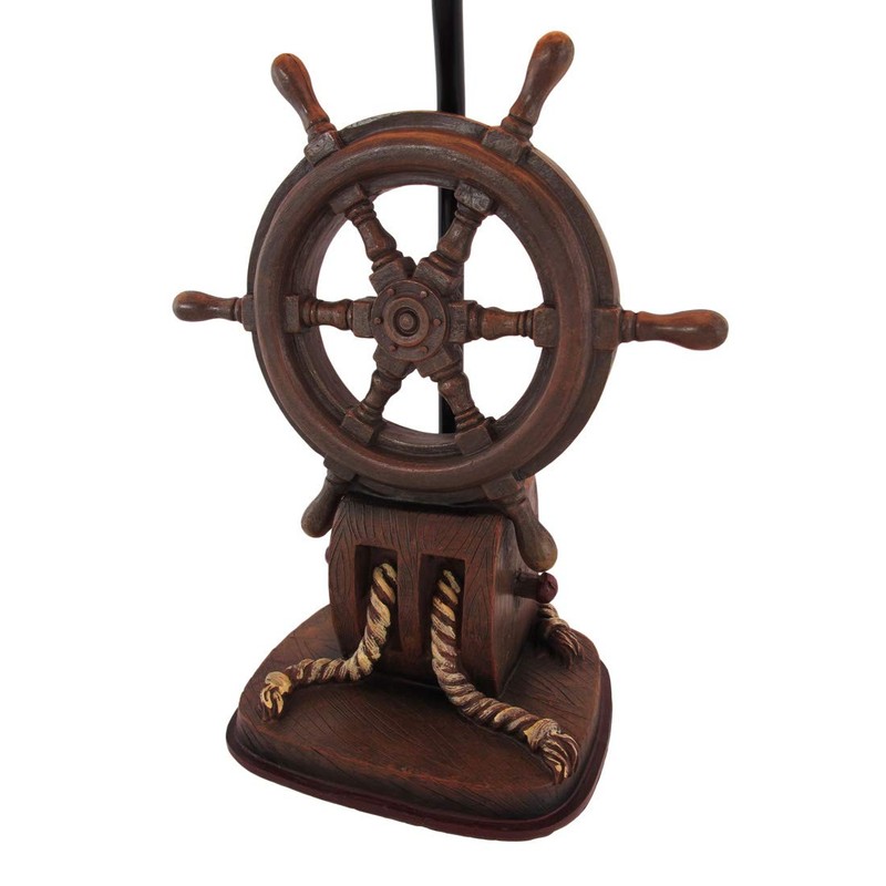 DWK Captain's Destiny: Nautical Ship's Wheel Resin Table Lamp with