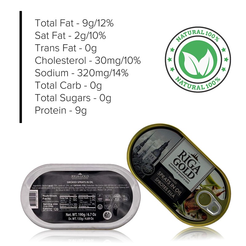 RIGA GOLD Shproti, Sprats in Oil, 190gr (Pack 12)