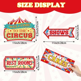 24 Pieces Carnival Decorations Circus Party Directional Sign Welcome to The Circus Signs for Kids Carnival Party Decorations Birthday Party Supplies