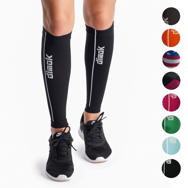 Calf Compression Sleeves Pair - Leg Compression Socks for Calves Running Women Men - Best for Shin Splint Muscle Pain Better Circulation (Black, M/L)