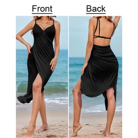 AI'MAGE Womens Butterfly Swimsuit Cover Up Beachwear Spaghetti Strap Wrap Dress Lightweight Sarong Coverups Black X-Large