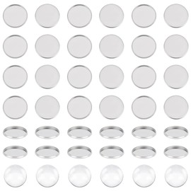 UNICRAFTALE 50 Sets 18mm Round Cabochon Making Kits Base Cabochon Stainless Steel Plain Edge Bezel Cups and Glass Cabochon for Bracelets Necklaces Rings Jewelry Making