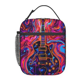 VANZEV Lunch Box for Women Men, Colorful Guitar Insulated Lunch Box Reusable Portable Lunch Bag Cooler Tote Waterproof Lunch Container for Office Picnic Work Travel Hiking
