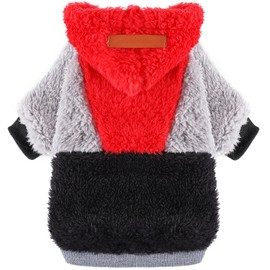 Dog Sweaters for Small Dogs, Fleece Dog Hoodie Clothes, Spring Winter Cute Warm Puppy Chihuahua Sweater, Pet Doggie Sweater for Yorkie Teacup, Cat Apparel (Red, Small)