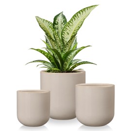 vancasso Ceramic Plant Pots, 4+5+6 inches, Set of 3, Planters with Drainage Hole, Flower Pots Planters Pots for Indoor Plants, Modern Indoor Decorative Garden Pot, Home Decor, Gray