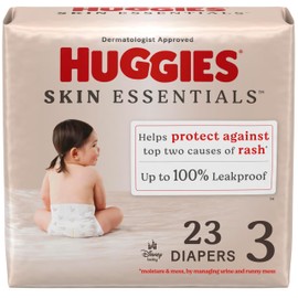 Huggies Size 3 Diapers, Skin Essentials Baby Diapers, Size 3 (16-28 lbs), 23 Count, Packaging May Vary