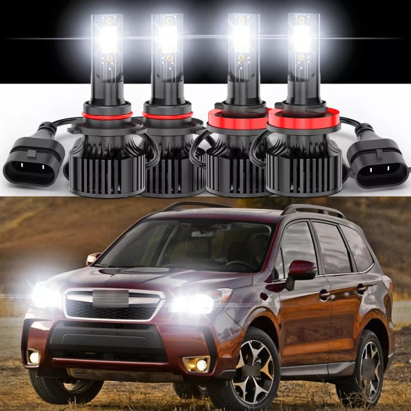 CHUSYYRAY 4x 9005+H11 LED Headlight Combo Hi-Lo Beam Bulbs For