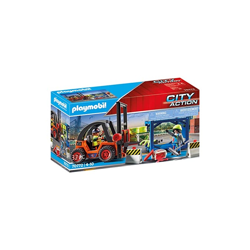 Playmobil City Action 70772 Forklift Truck with Lifting Function, Container