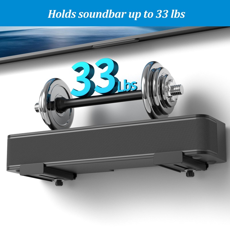 PlusAcc Soundbar Wall Mount, Universal Adjustable Bracket Holder, Black