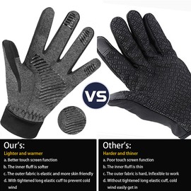 Yomersiah Winter Thermal Touchscreen Gloves for Women, Men, Children, Windproof, Warm Cycling Gloves, Women, Men, Winter Gloves for Cycling, Jogging, MTB, Golf, Walking, Football, Running (Grey, L)