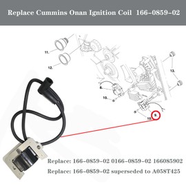 Toolyuan 166-0859-02 Ignition Coil 21" for Cummins Onan RV Generator HGJAA HGJAB HGJAC HGJAD HGJAE HGJAF Models Replace A058T425 0166-0859-02 166085902