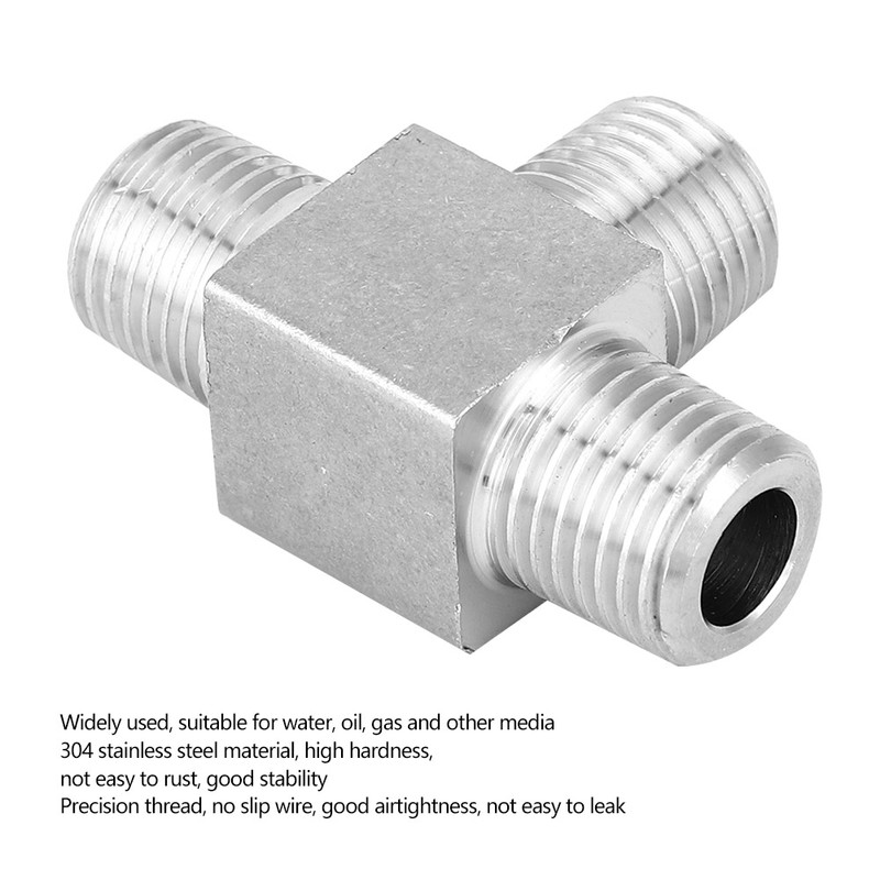 Stainless Steel Pipe Connector 3 Way BSPT Male Thread Hose