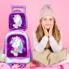 FTJCF 3PCS Rolling Backpack for Girls, Kids Unicorn Roller Bookbag