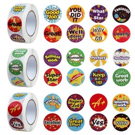 1500PCS Reward Stickers, ZTMY School Stickers 3 Roll Motivational Stickers in 24 Designs for Children Students Teachers Classroom (Multicoloured-1)