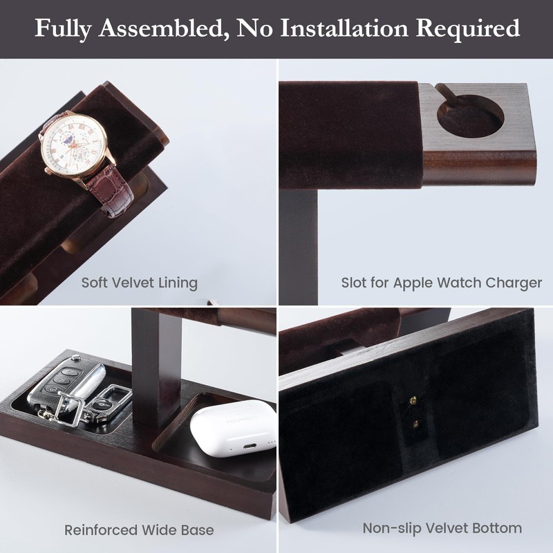 ProCase Watch Organizer Stand, Wood Watch Bracelet Display T-Bar, Watch