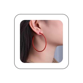 Yheakne Vintage Colorful Hoop Earrings Large Thin Red Hoop Earrings Candy Color Circle Earrings Big Red Huggie Hoop Earrings Jewelry for Women