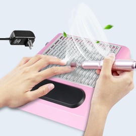 ANRLO Professional Nail Dust Collector, High Power Suction with Brushless Turbine, Adjustable Speed Control, All-Round Porous Heat Dissipation, for Manicure Salon and Home Nail Art (Pink)