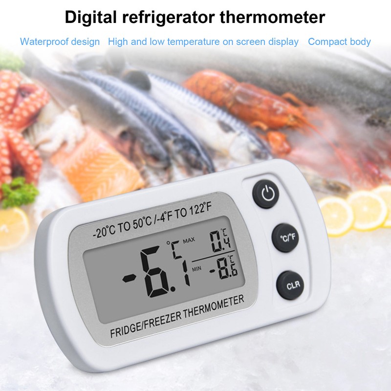 2Pcs Waterproof Digital Refrigerator Fridge Thermometer ‑20~50℃ Digital Freezer Thermometer