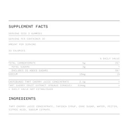 Cheribundi 100% Tart Cherry Gummies Pure Performance for Maximum Recovery with 25 Tart Cherries & 20 Calories per Serving - Powerful Antioxidant, Non-GMO, Gluten Free, Vegan - 60 Count (30 Servings)