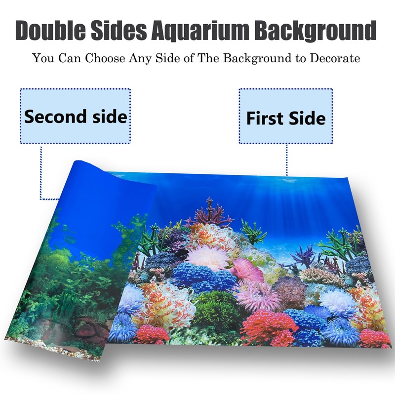 XCNO Aquarium Background Poster Fish Tank Wallpaper, Double-Sided, 16"x 33"
