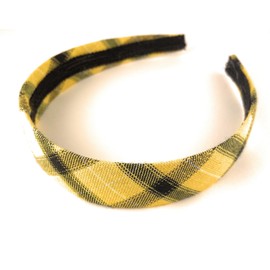 Fashion Accessories Now yellow black white plaid headband 1 1/8 inches wide tartan fabric covered hair band plaid headband tartan plaid