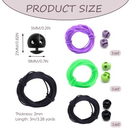 6 Pcs Stitch Stopper Set, Knitting Stitches Holder, Double Hole Needle Point Protectors with Stitch Savers Knitting Cords, Barber Cord Stitch Markers, Knitting Needle Stoppers for Knitting Craft